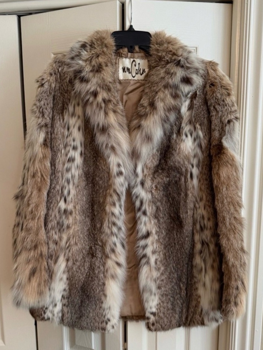 Vintage Natural Cat Lynx Fur Coat